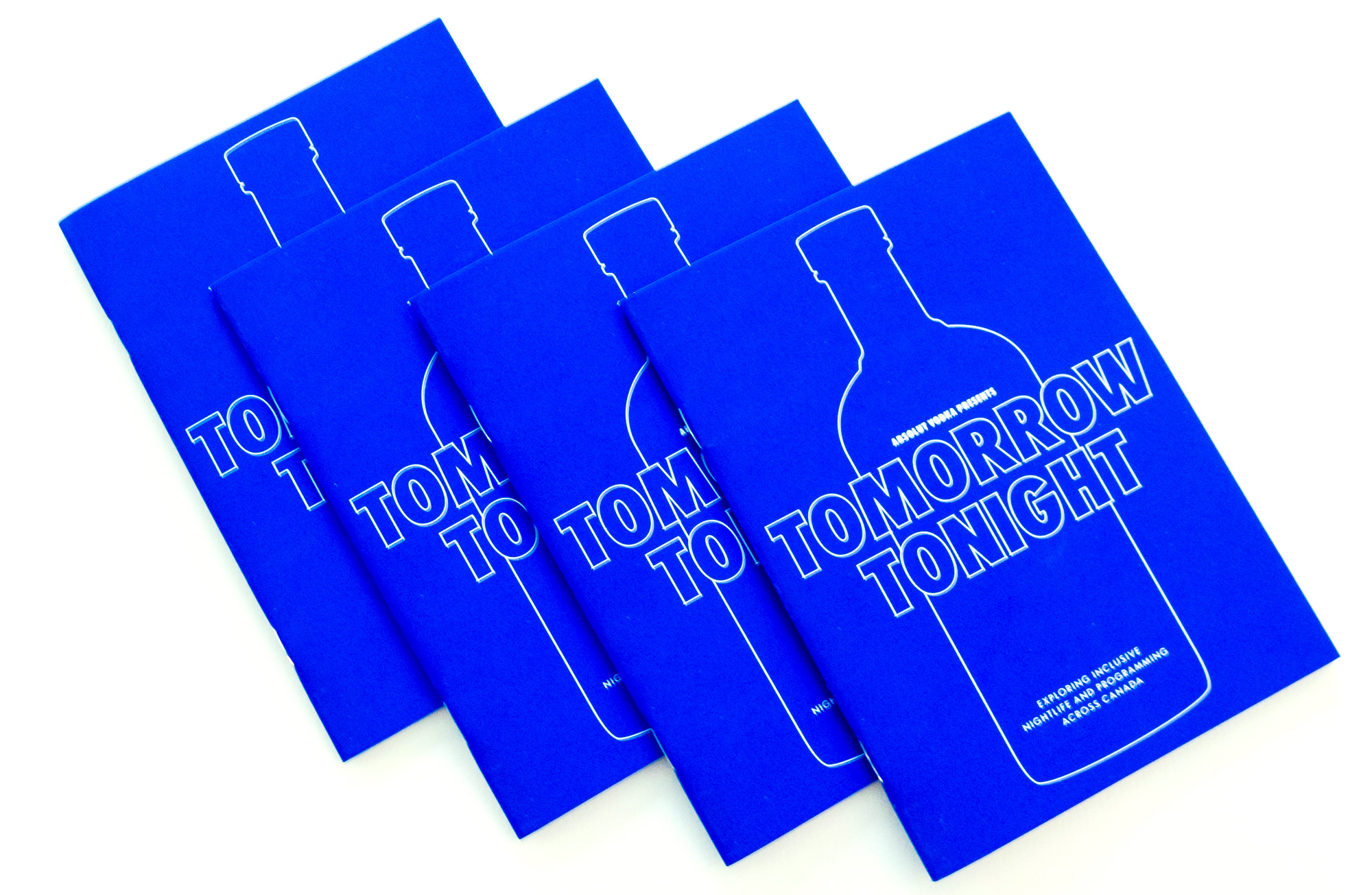 Absolut Tomorrow Tonight zine cover in bright blue